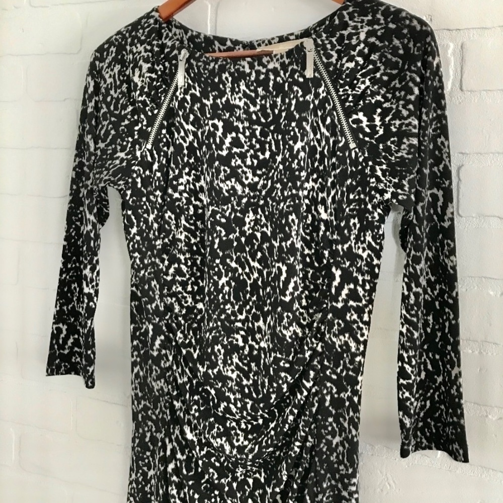Michael Kors Y2k Mini dress Black/White Abstrat Animal print Rock Mobwife Soft S - Picture 5 of 6